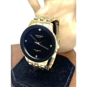 Armitron Men's Watch 20/4952GP Black Dial Quartz Gold Tone Stainless Steel 42mm